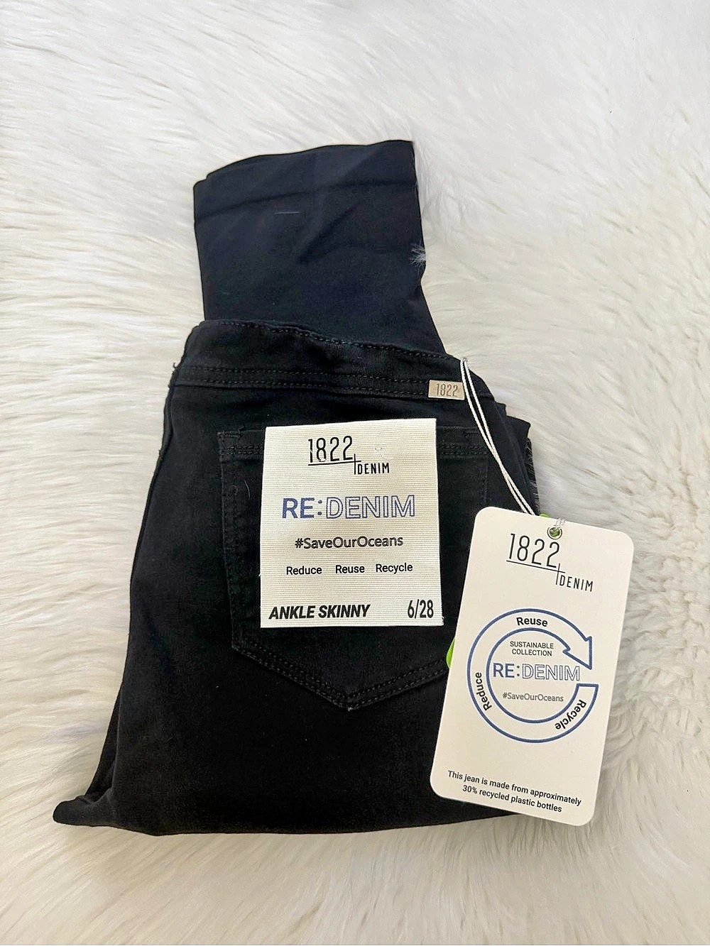 1822 Denim Black Ankle Skinny Maternity Jeans Sz 6/8